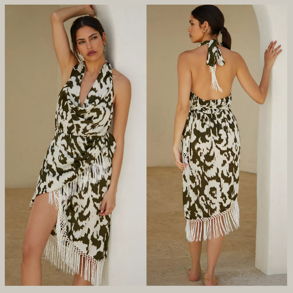 Anthropologie Fringed Wrap Cover-Up Dress - New XL - Picture 1 of 3